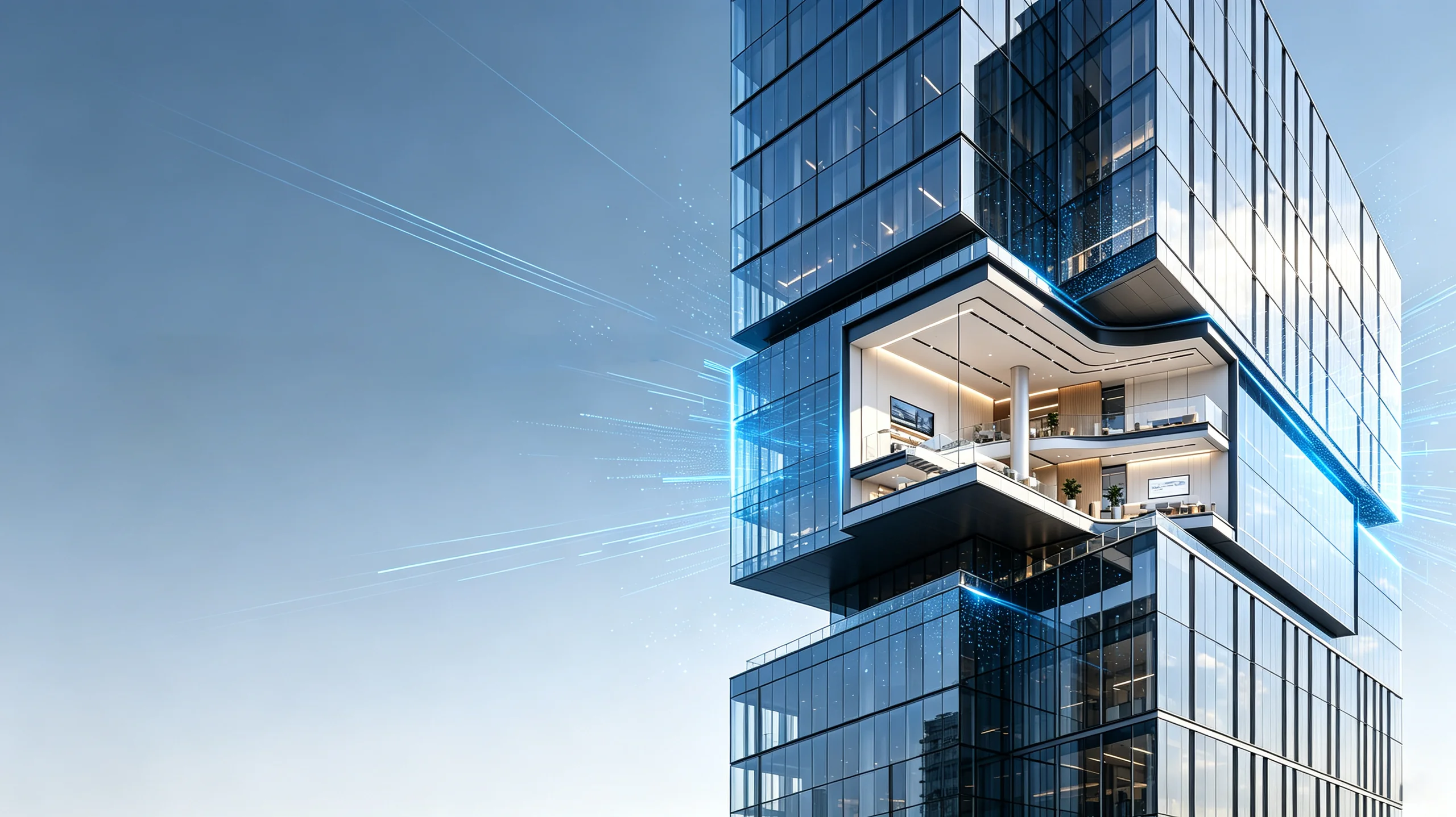 Contemporary architecture shaped by metal and glass