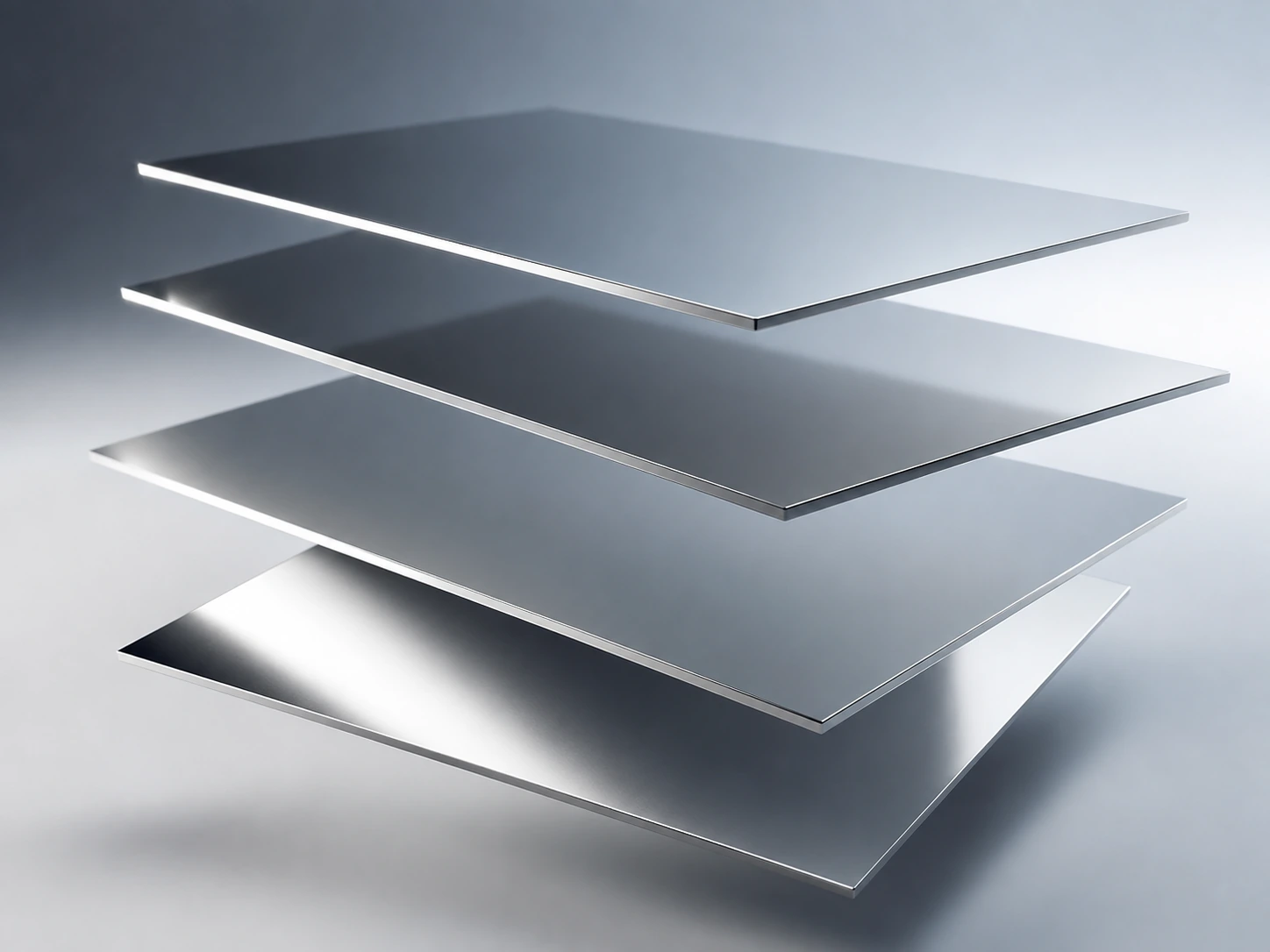 Floating thin mirror aluminium sheets