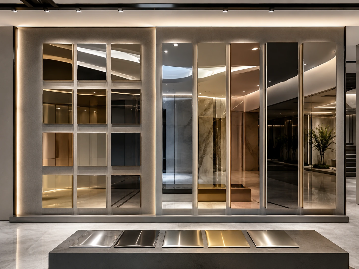 Mirror Metal Aluminium showroom sample display