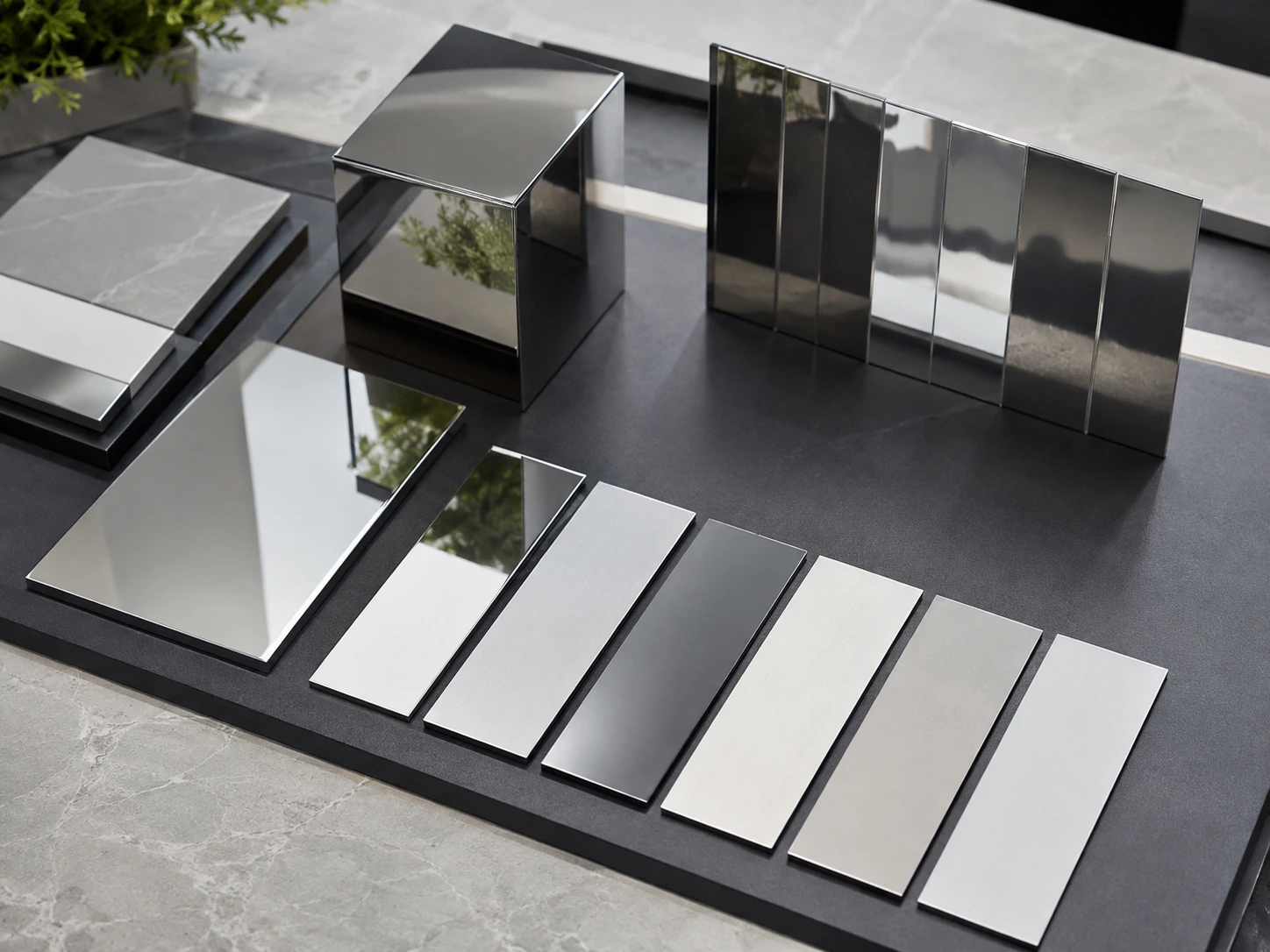Mirror Metal Aluminium finish and sample collection